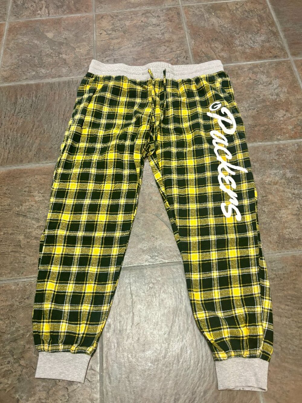 ~~Green Bay Packers Lounge Pants XL Green/Yellow Plaid NFL Team Apparel